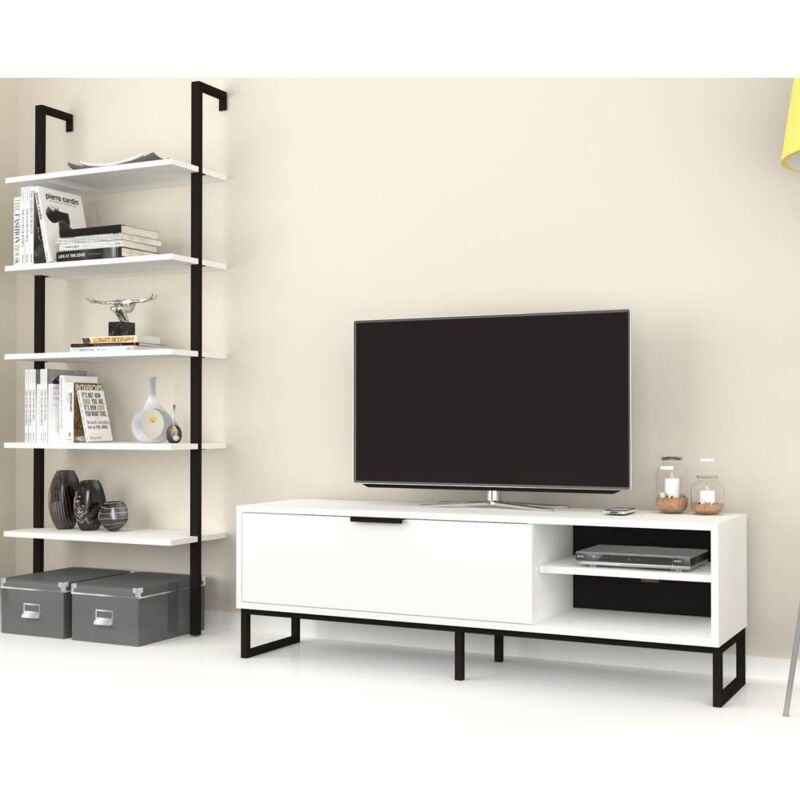 foto del prodotto parete attrezzata porta tv e libreria way bianca