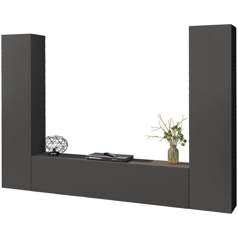 foto del prodotto parete attrezzata soggiorno 260x30x180 cm maruska n 11 grigio antracite opaco