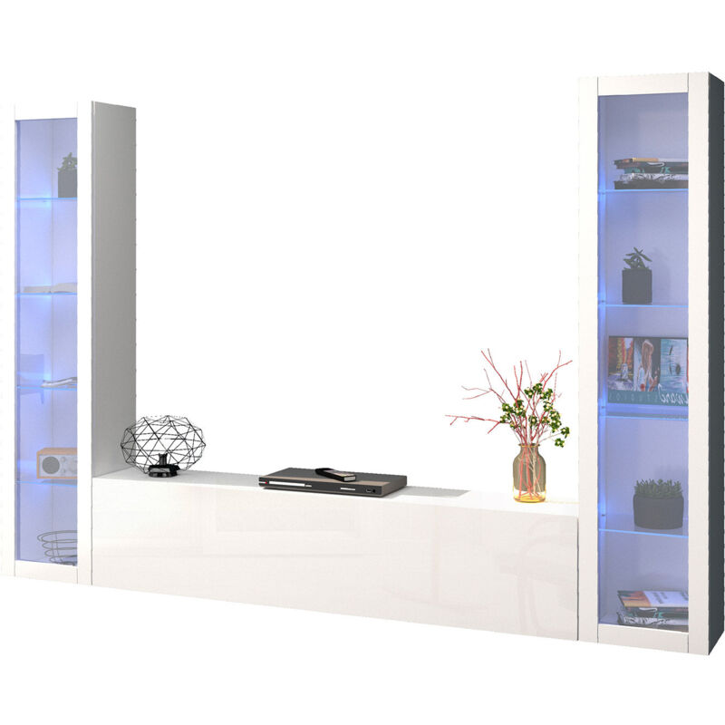 foto del prodotto parete attrezzata soggiorno 260x30x180 cm maruska n 12 bianco lucido