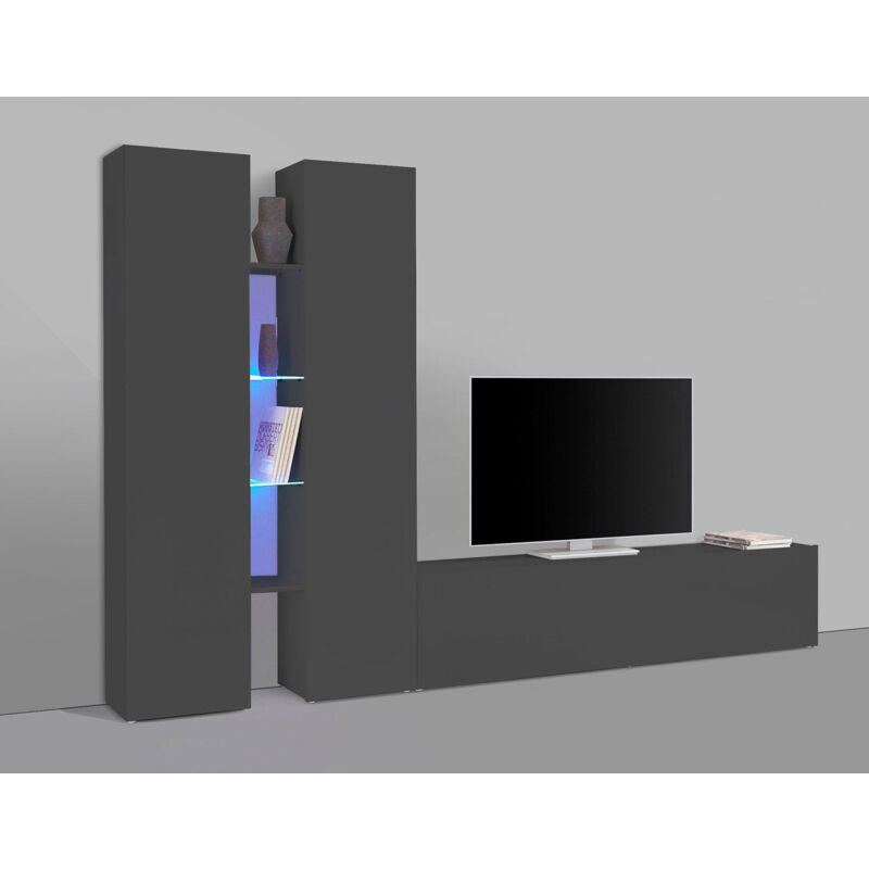 foto del prodotto parete attrezzata soggiorno 280x30x180 cm maruska n 10 grigio antracite opaco