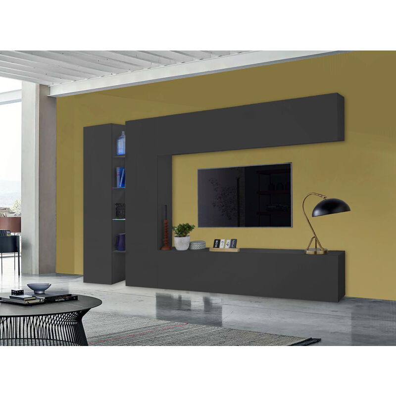 foto del prodotto parete attrezzata soggiorno 280x30x180 cm maruska n 8 grigio antracite opaco