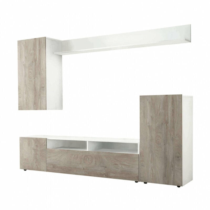 foto del prodotto parete attrezzata soggiorno bridge 207x34x170 h cm in truciolare bilaminato rovere grigio