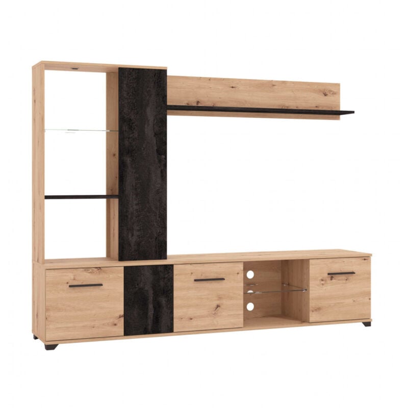 foto del prodotto parete attrezzata soggiorno quattro ante moderna minimal in legno cm 202 x 40 x 155,5 h pole