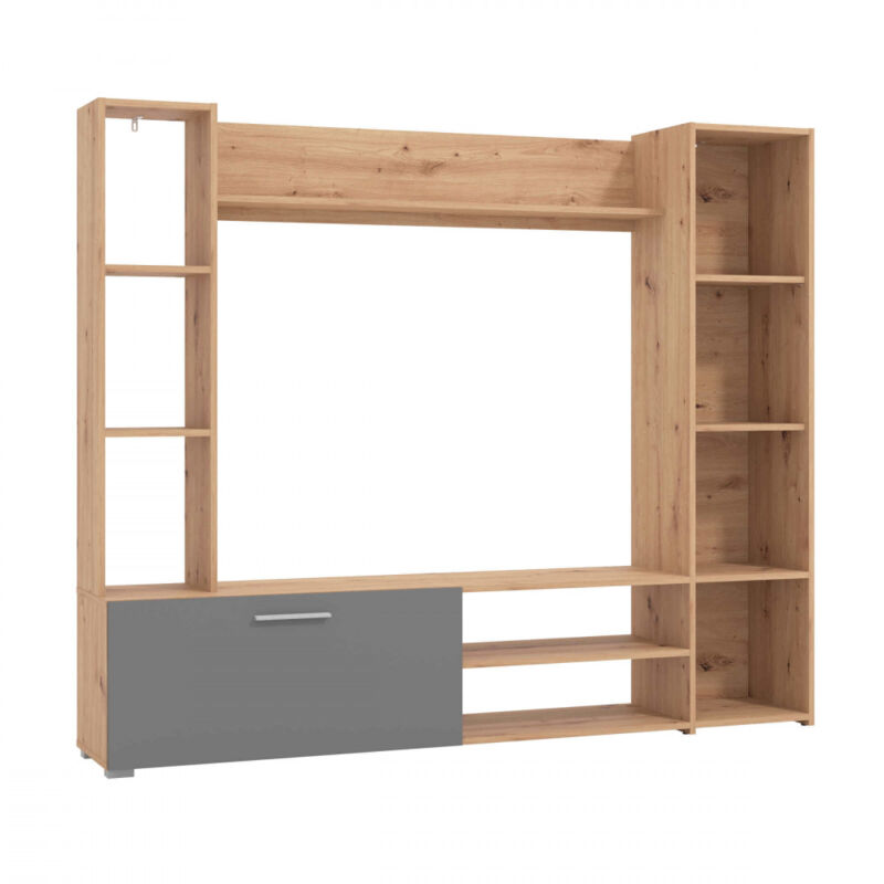foto del prodotto parete attrezzata soggiorno un anta moderna minimal in legno cm 185,5 x 35 x 155,5 h krasty
