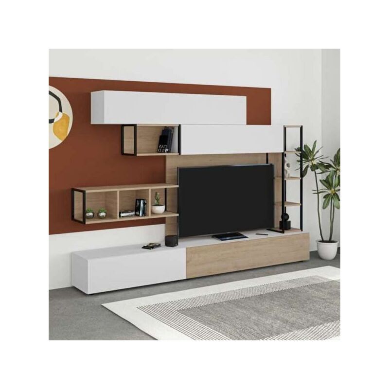 foto del prodotto parete attrezzata tronador 260 cm. bianco e rovere