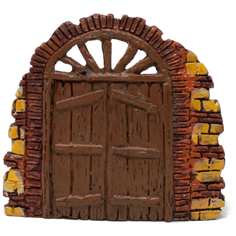 foto del prodotto parete con portone in resina 10 cm miniature per presepe c3046a