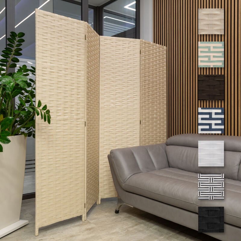 foto del prodotto parete divisoria 180x180cm 4 pezzi interno esterno divisore di spazi paravento schermo privacy crema, 1 pezzo hexim