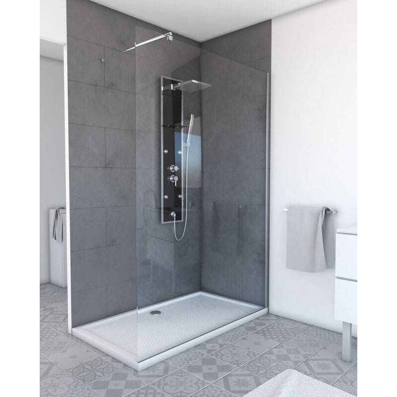 foto del prodotto parete doccia 140x200cm vetro temperato trasparente 8mm profilo cromato freedom 2 chromed