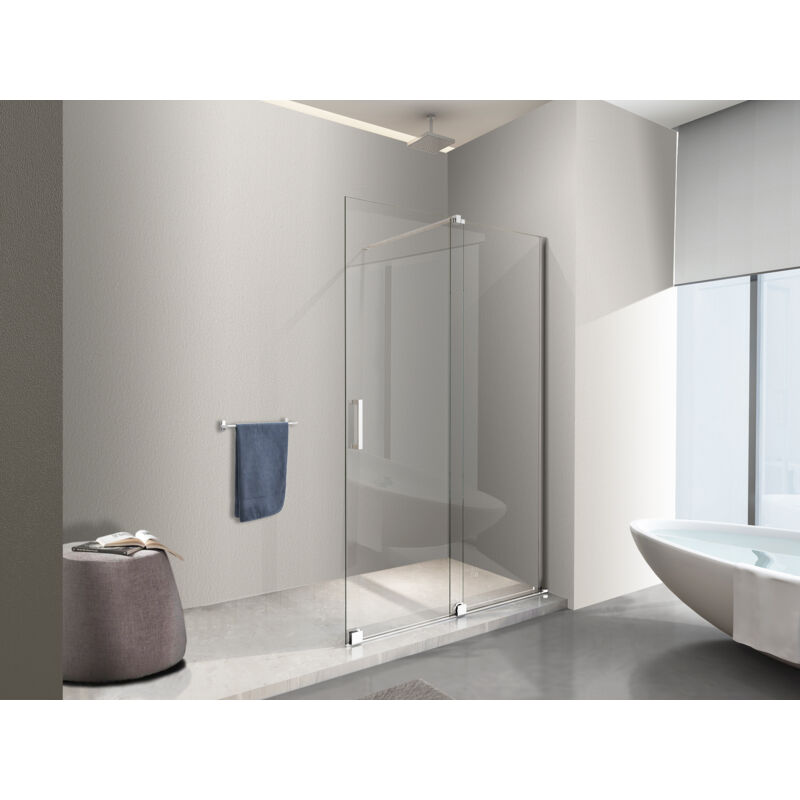 foto del prodotto parete doccia 8 mm walk in scorrevole reversibile altezza 200 cm.140 regolabile 136 140 cm nala