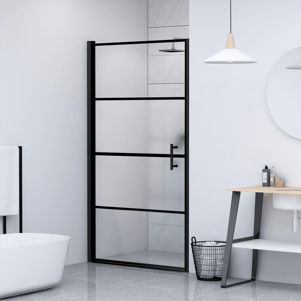 foto del prodotto parete doccia 91x195 cm vetro temperato semi smerigliato nero cod mxl 47821