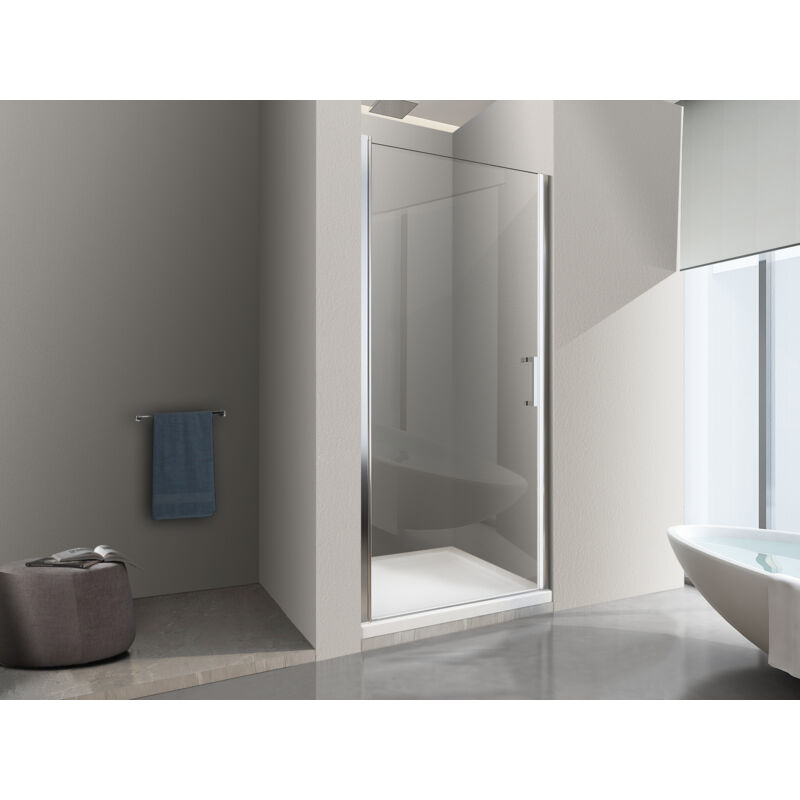 foto del prodotto parete doccia battente in nicchia vetro 8 mm easy clean reversibile 74 78 h 200 cm nala