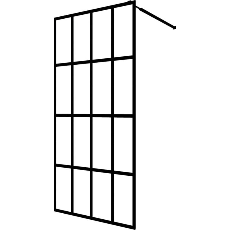 foto del prodotto parete doccia in vetro temperato trasparente 80 x 195 cm acciaio inox nero