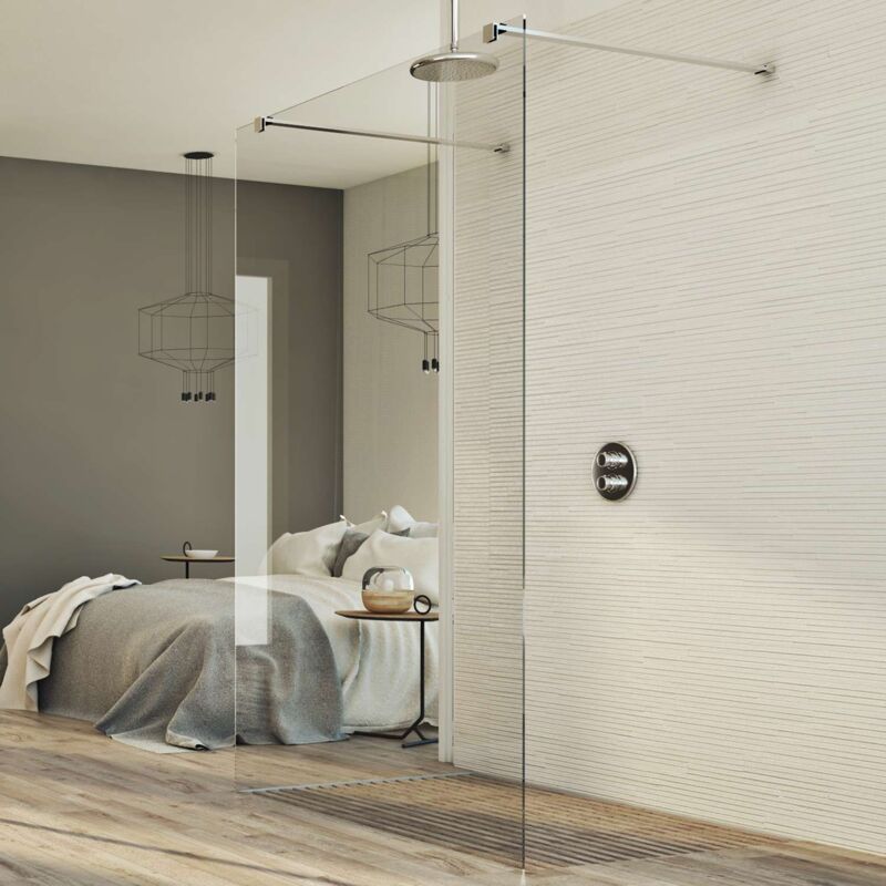 foto del prodotto parete doccia in vetro trasparente 8 mm h 198 mod. walk in free 120 cm
