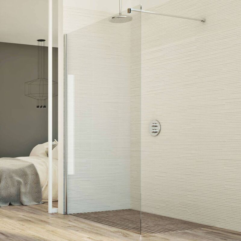 foto del prodotto parete doccia in vetro trasparente 8mm h 198 mod. walk in lato 110 cm