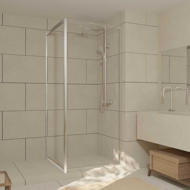 foto del prodotto parete doccia laterale 90x200cm profili cromo vetro trasparente 6 mm chromed crush