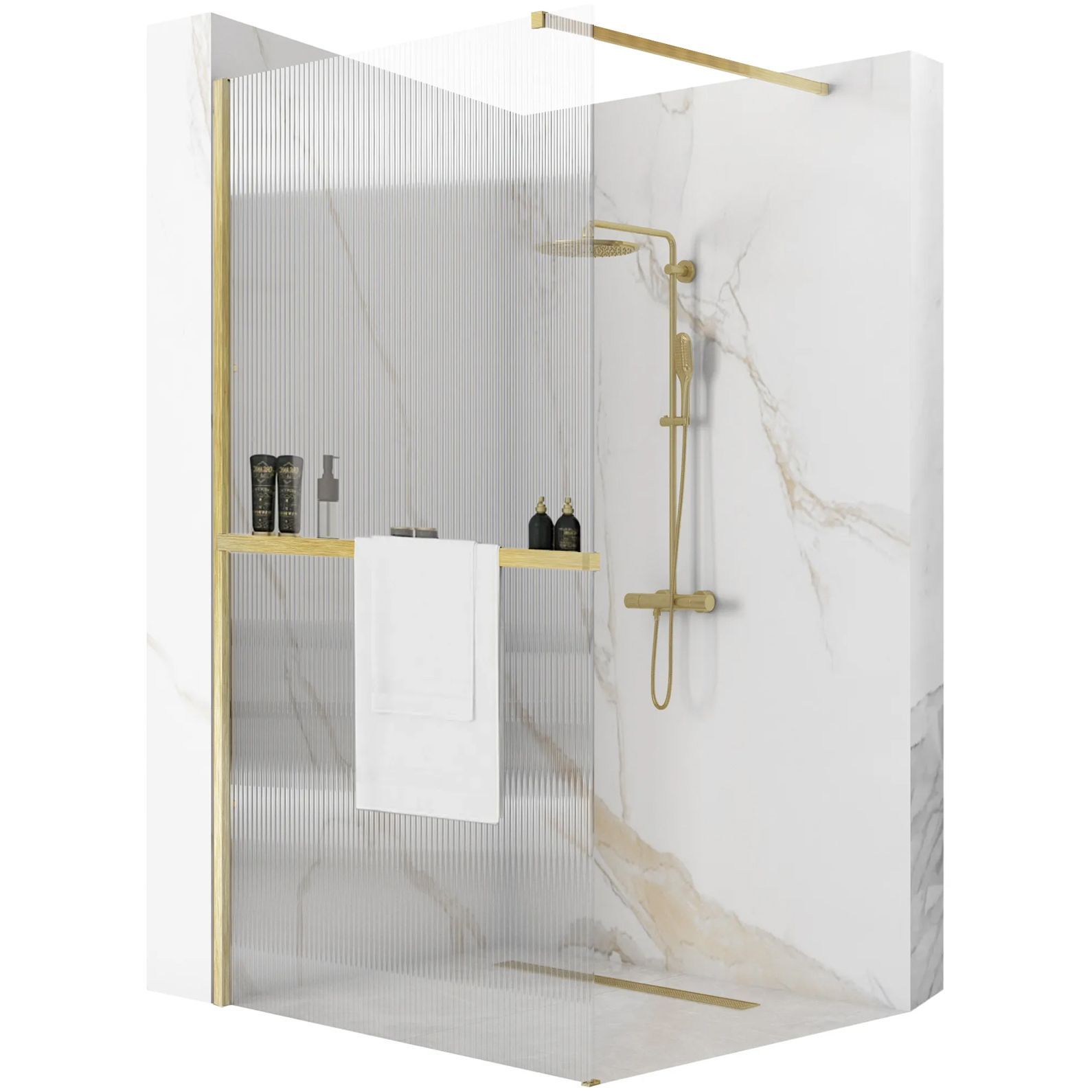 foto del prodotto parete doccia rea aero intimo gold brush 90 walk in evo