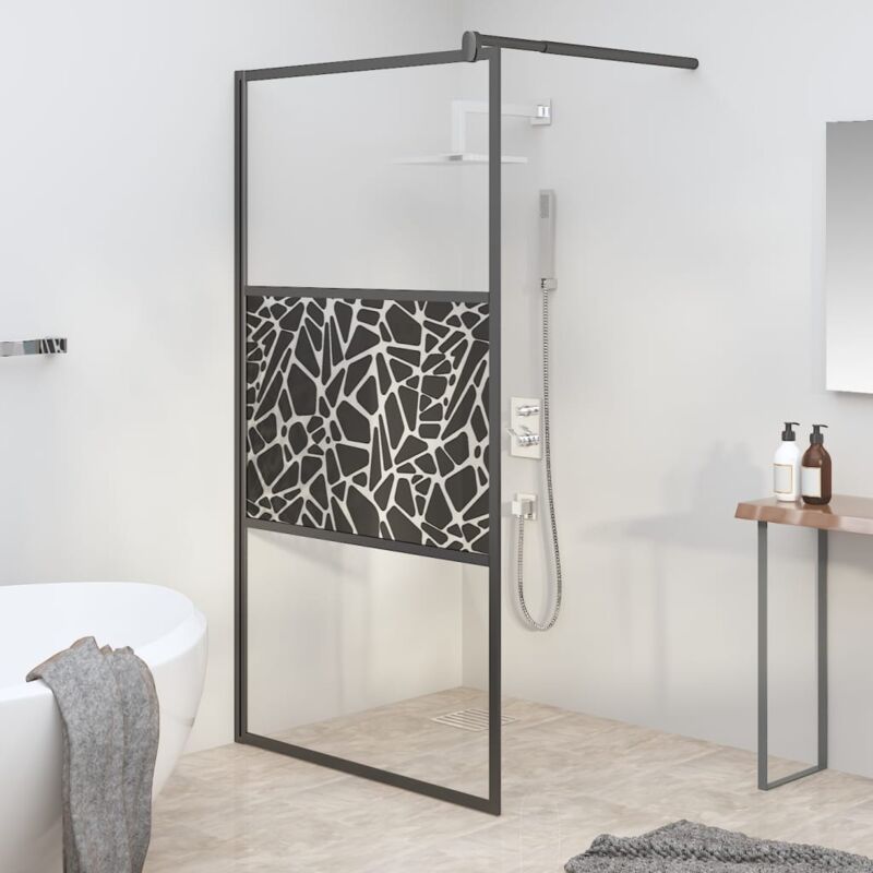 foto del prodotto parete doccia walk in 100x195 cm vetro esg design pietre nero vidaxl 888463