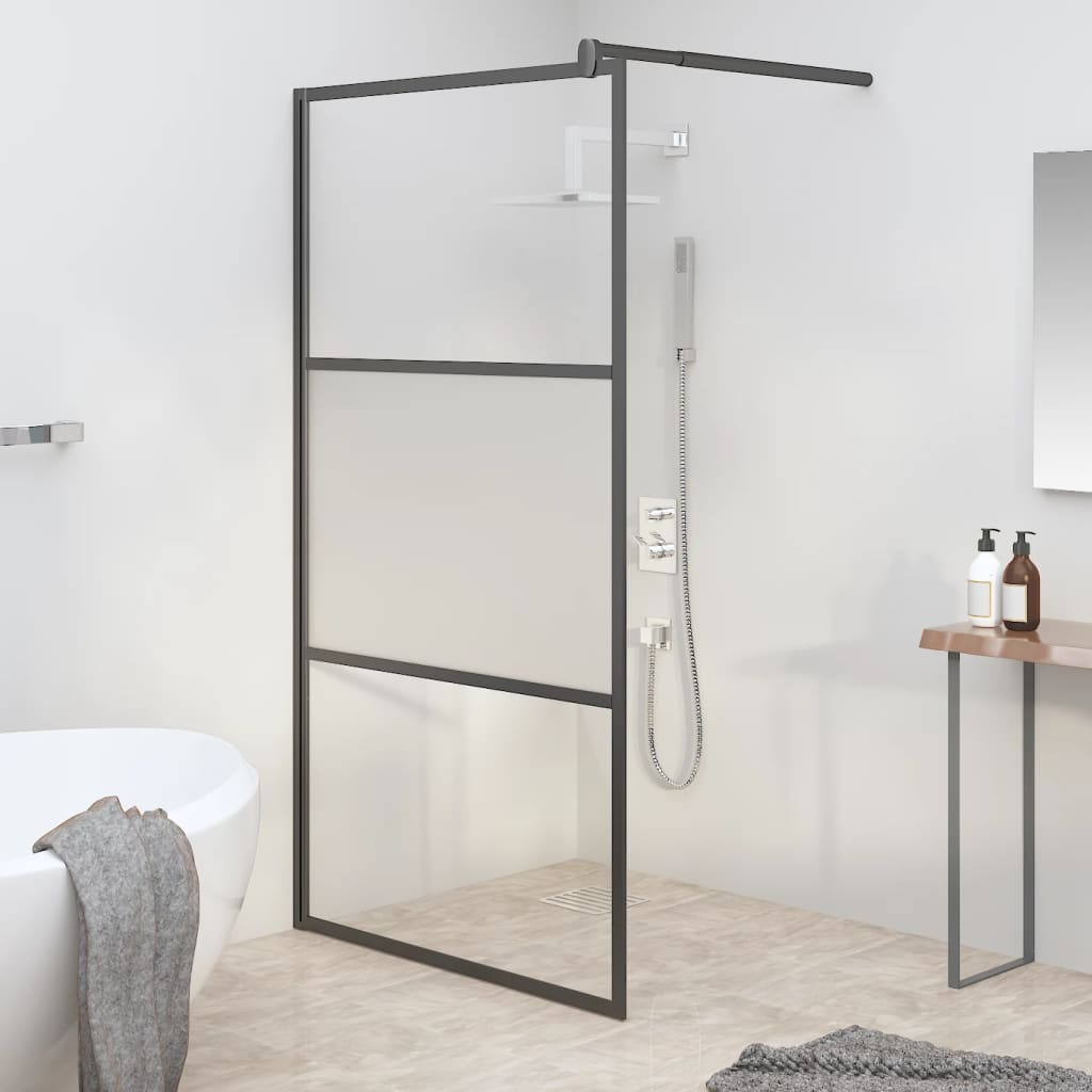 foto del prodotto parete doccia walk in 100x195cm vetro semi smerigliato esg nero cod mxl 48296