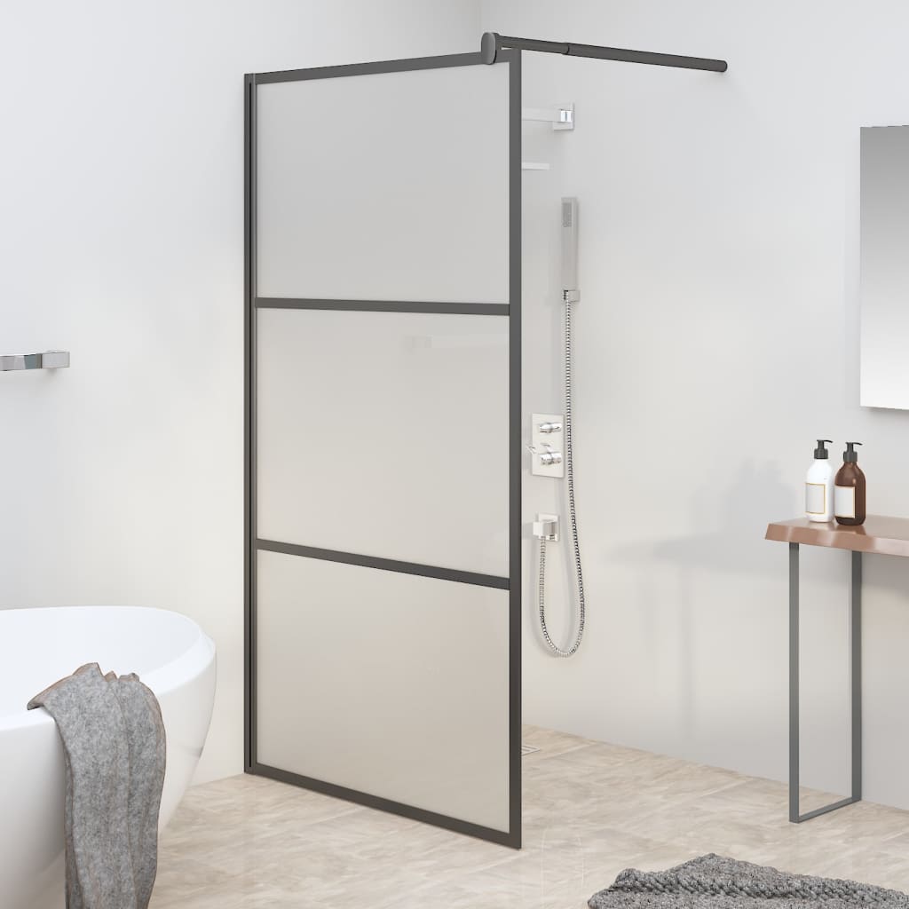 foto del prodotto parete doccia walk in 115x195 cm in vetro smerigliato esg nero cod mxl 48505