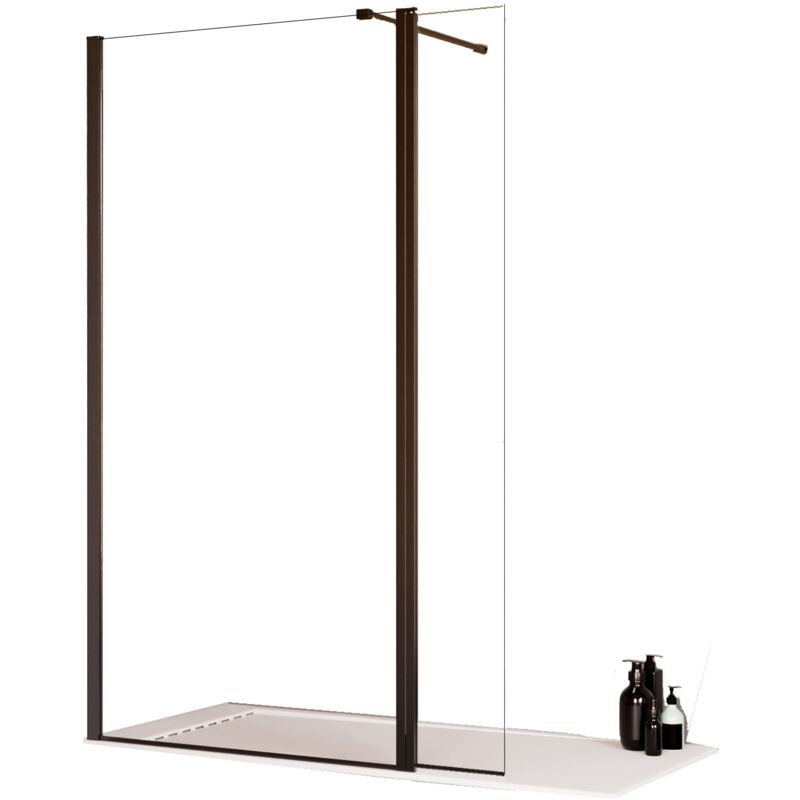 foto del prodotto parete doccia walk in 130 cm con aletta richiudibile in cristallo trasparente 8mm h195 bonussi sveva