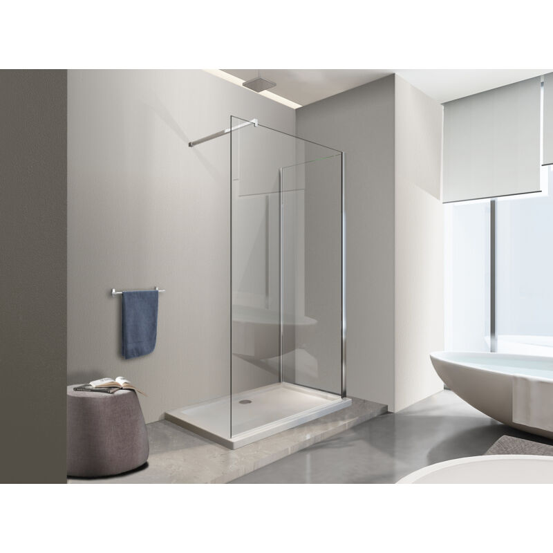 foto del prodotto parete doccia walk in angolare doppio vetro 8 mm reversibile 78 80 x 98,5 100,5 h 200 cm nala