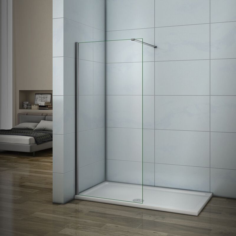 foto del prodotto parete doccia walk in con barra stabilizzatrice tagliabile 140cm misura 71x185cm