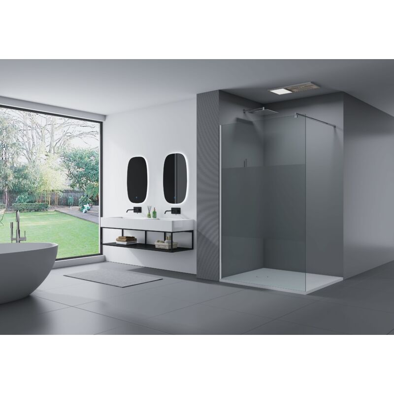 foto del prodotto parete doccia walk in ex101 vetro temprato striscia satin 8mm larghezza selezionabile 1200mm