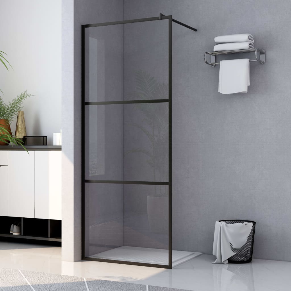 foto del prodotto parete doccia walk-in in vetro trasparente esg nera 80x195 cm cod mxl 53192