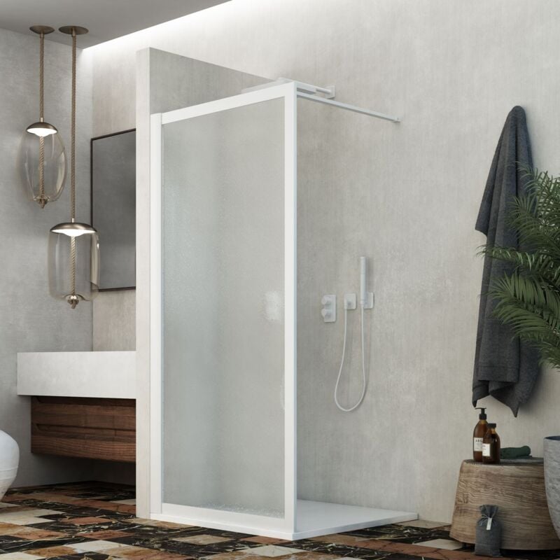 foto del prodotto parete doccia walk in lato 90 cm h 190 in acrilico mod. beatrix profilo