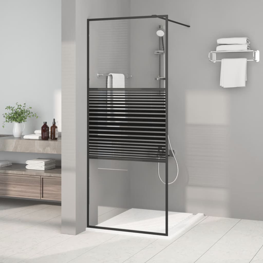 foto del prodotto parete doccia walk in nera 80x195 cm in vetro trasparente esg