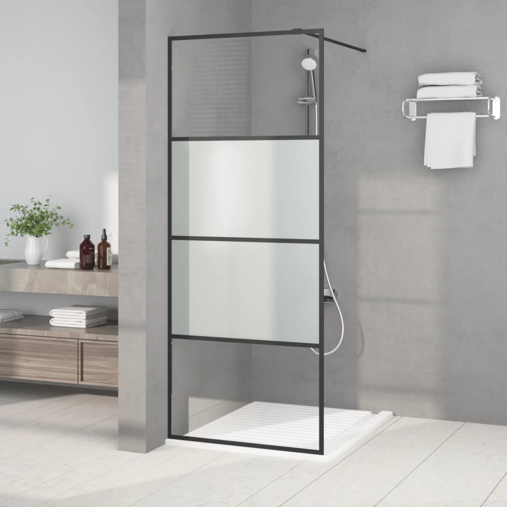 foto del prodotto parete doccia walk in nera 80x195 cm vetro semi smerigliato esg cod mxl 51799