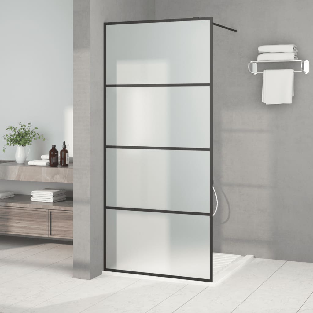 foto del prodotto parete doccia walk in nera 90x195 cm vetro smerigliato esg cod mxl 46282
