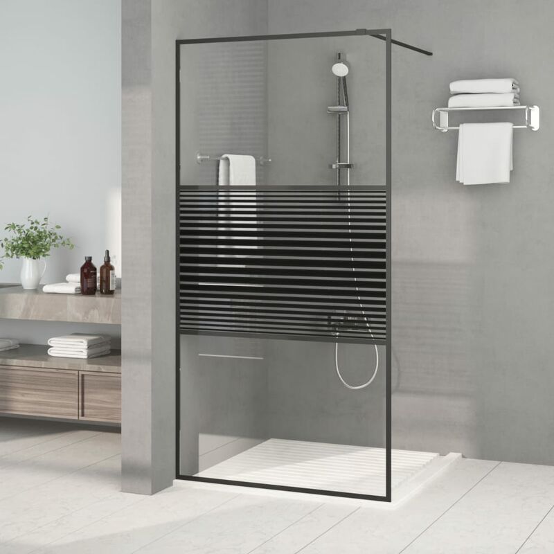 foto del prodotto parete doccia walk in nero 100x195 cm vetro trasparente esg vidaxl 582403