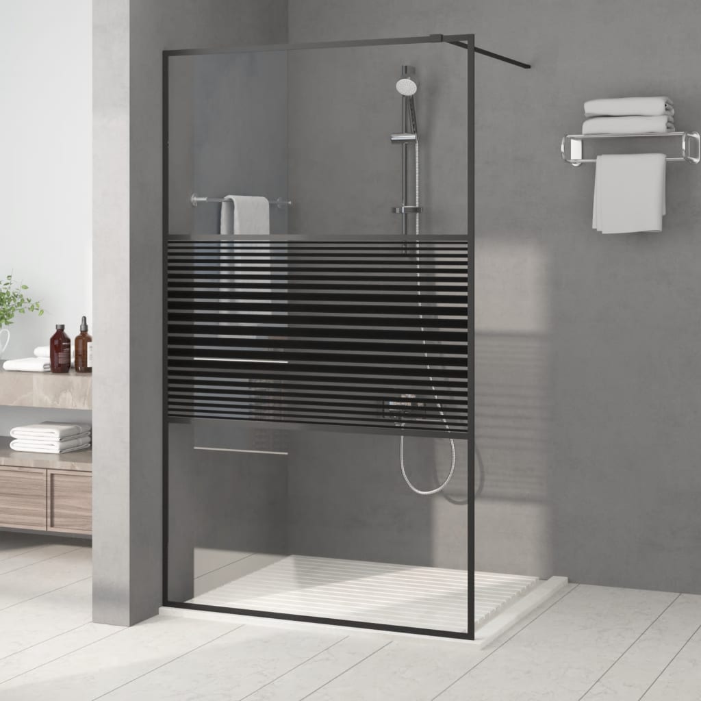 foto del prodotto parete doccia walk in nero 115x195 cm vetro trasparente esg