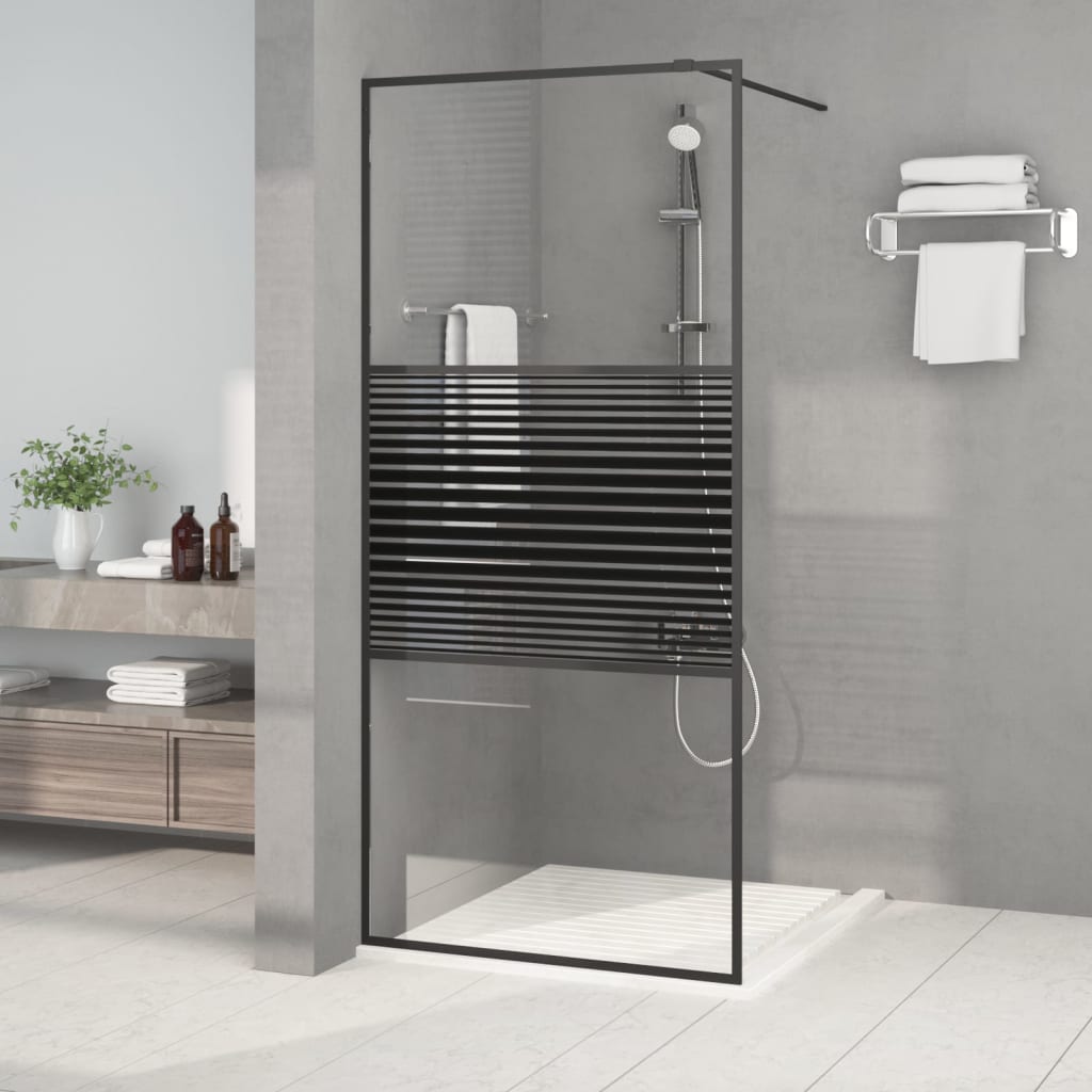 foto del prodotto parete doccia walk in nero 90x195 cm vetro trasparente esg