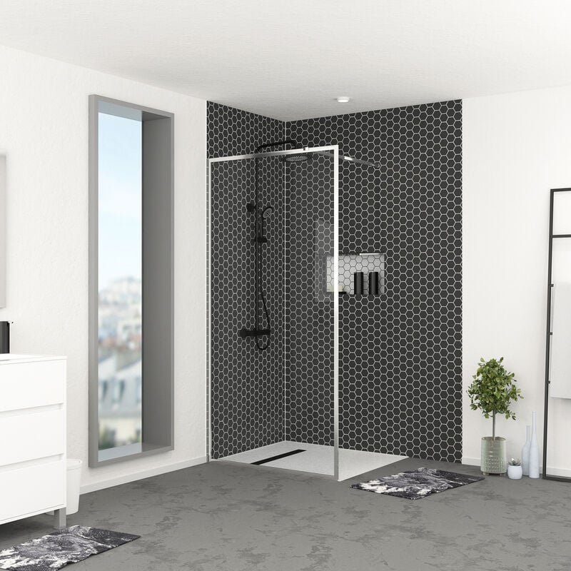 foto del prodotto parete per doccia 100x200 cm struttura cromata chromed contouring