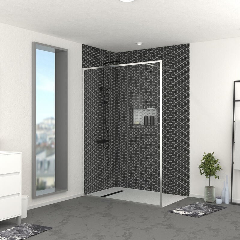 foto del prodotto parete per doccia 140x200 cm struttura cromata chromed contouring