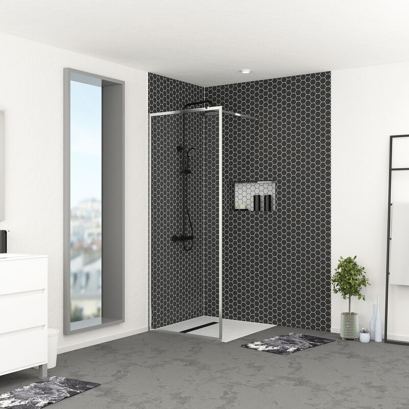 foto del prodotto parete per doccia 80x200 cm struttura cromata chromed contouring