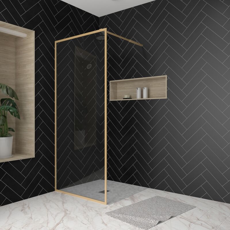 foto del prodotto parete per doccia 90x200 cm finitura oro spazzolato goldy contouring