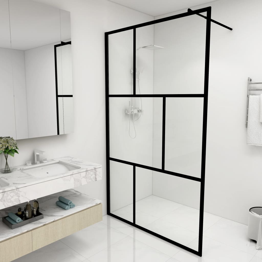 foto del prodotto parete per doccia walk in in vetro temperato nera 115x195 cm cod mxl 78625