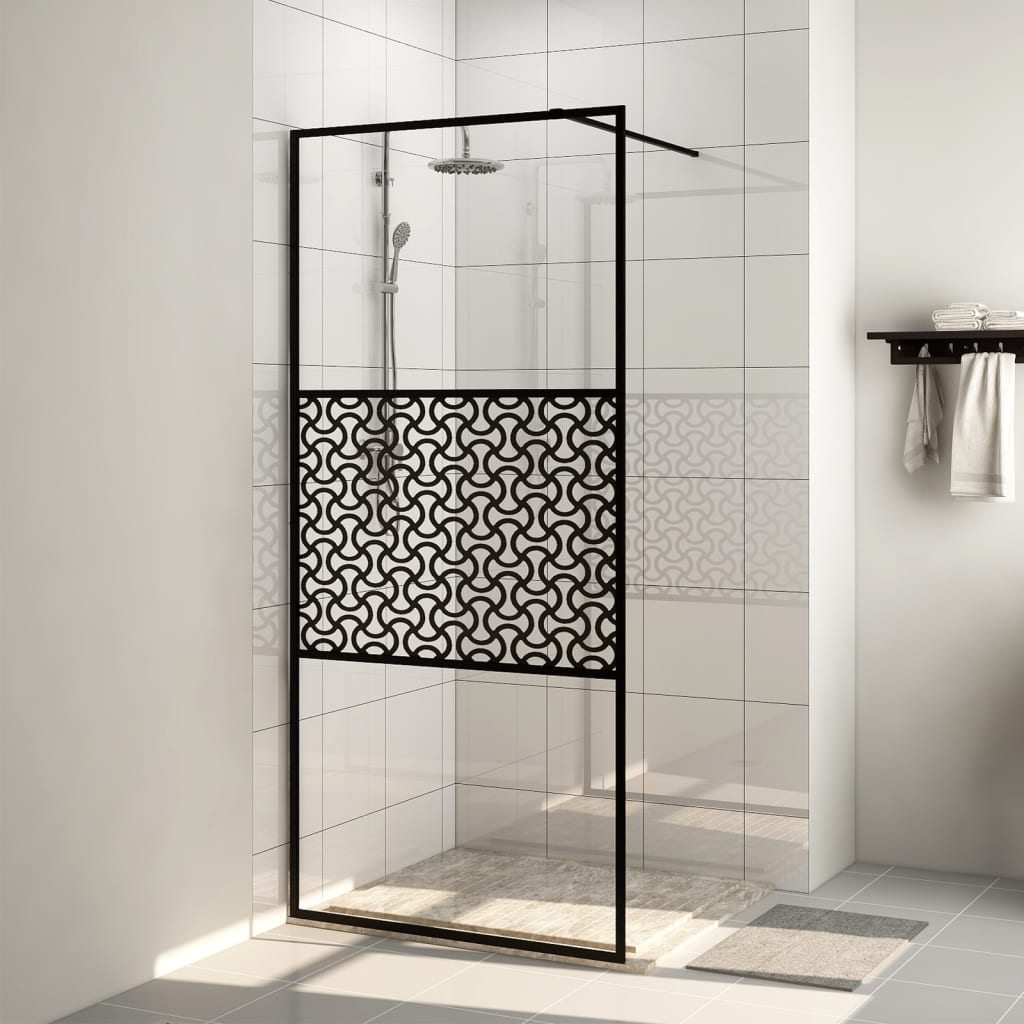 immagine 0 del prodotto parete per doccia walk in vetro trasparente esg 100x195cm nera cod mxl 48713