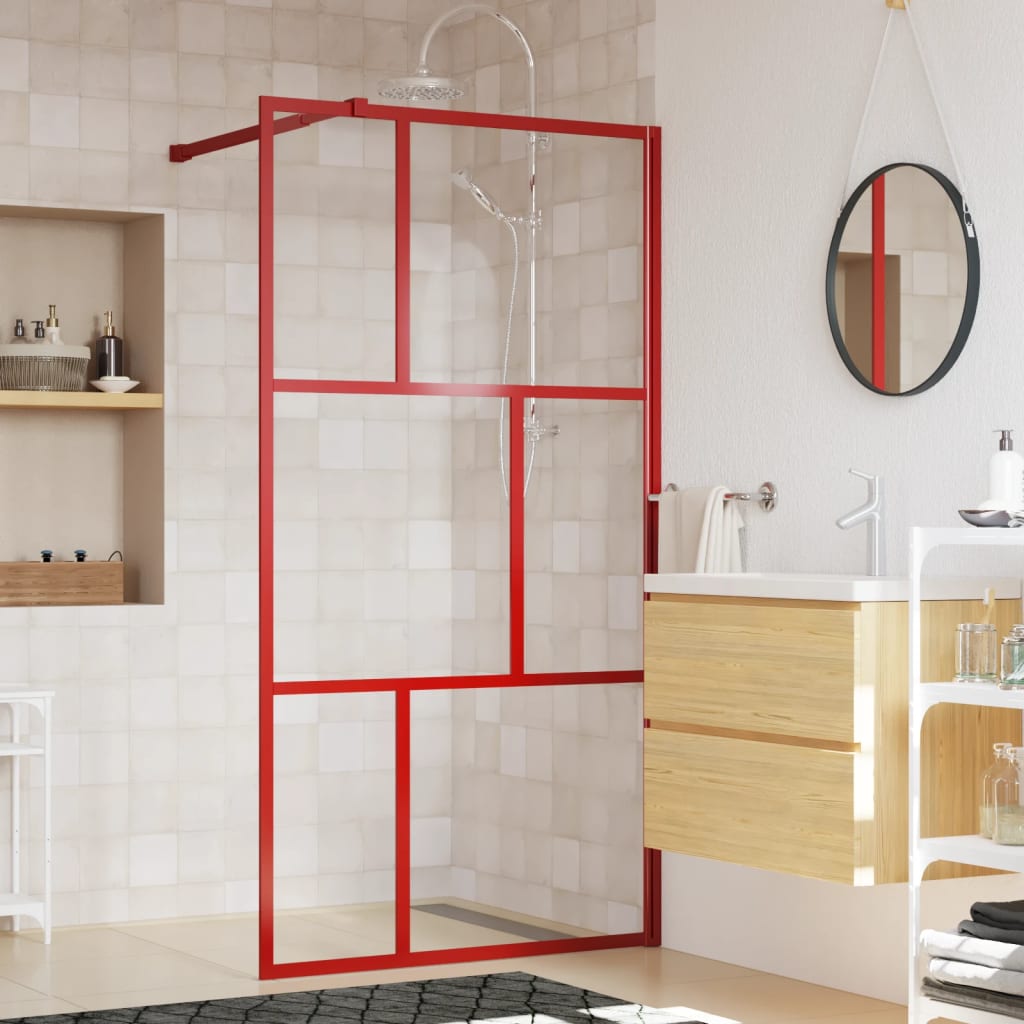 foto del prodotto parete per doccia walk-in vetro trasparente esg 100x195cm rossa