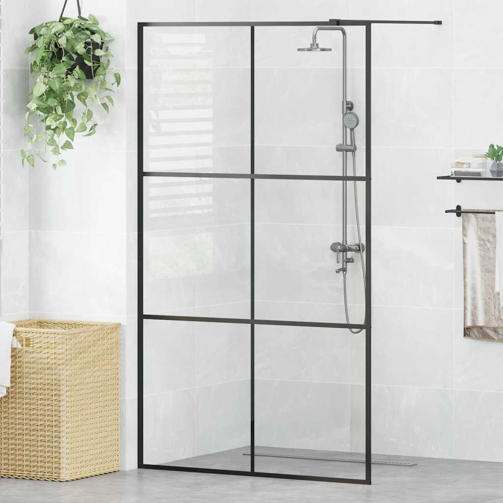 foto del prodotto parete per doccia walk in vetro trasparente esg 115x195cm nera