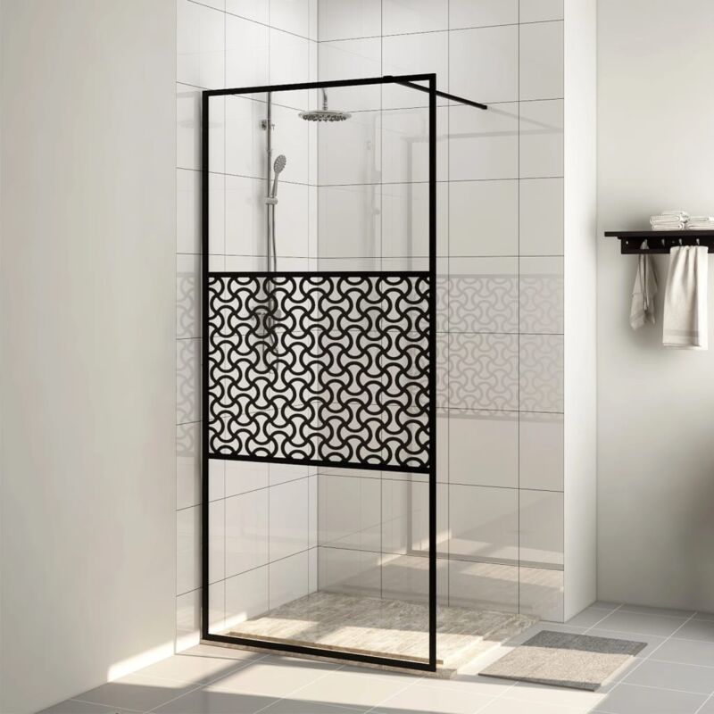 foto del prodotto parete per doccia walk in vetro trasparente esg 80x195 cm nera vidaxl