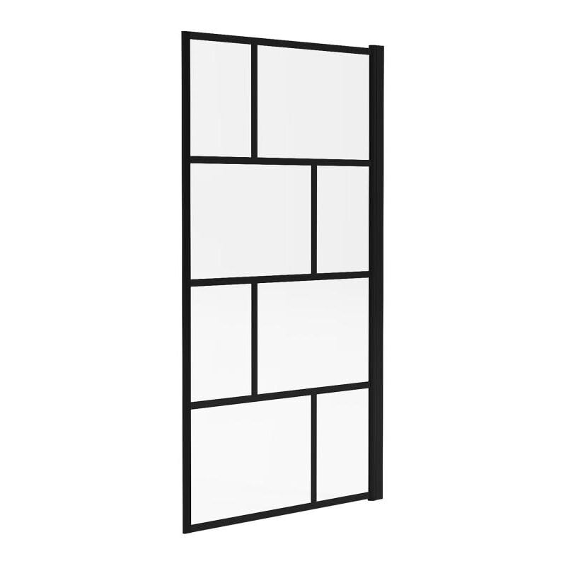 foto del prodotto parete per vasca da bagno girevole 80 x 140 cm vetro nero opaco stile industriale rivanon