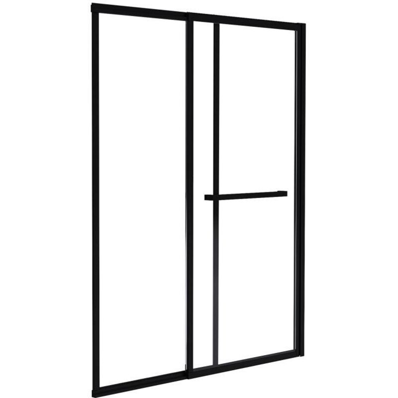 foto del prodotto parete per vasca da bagno scorrevole con portasciugamani 120 x 140 cm nero opaco - waimea