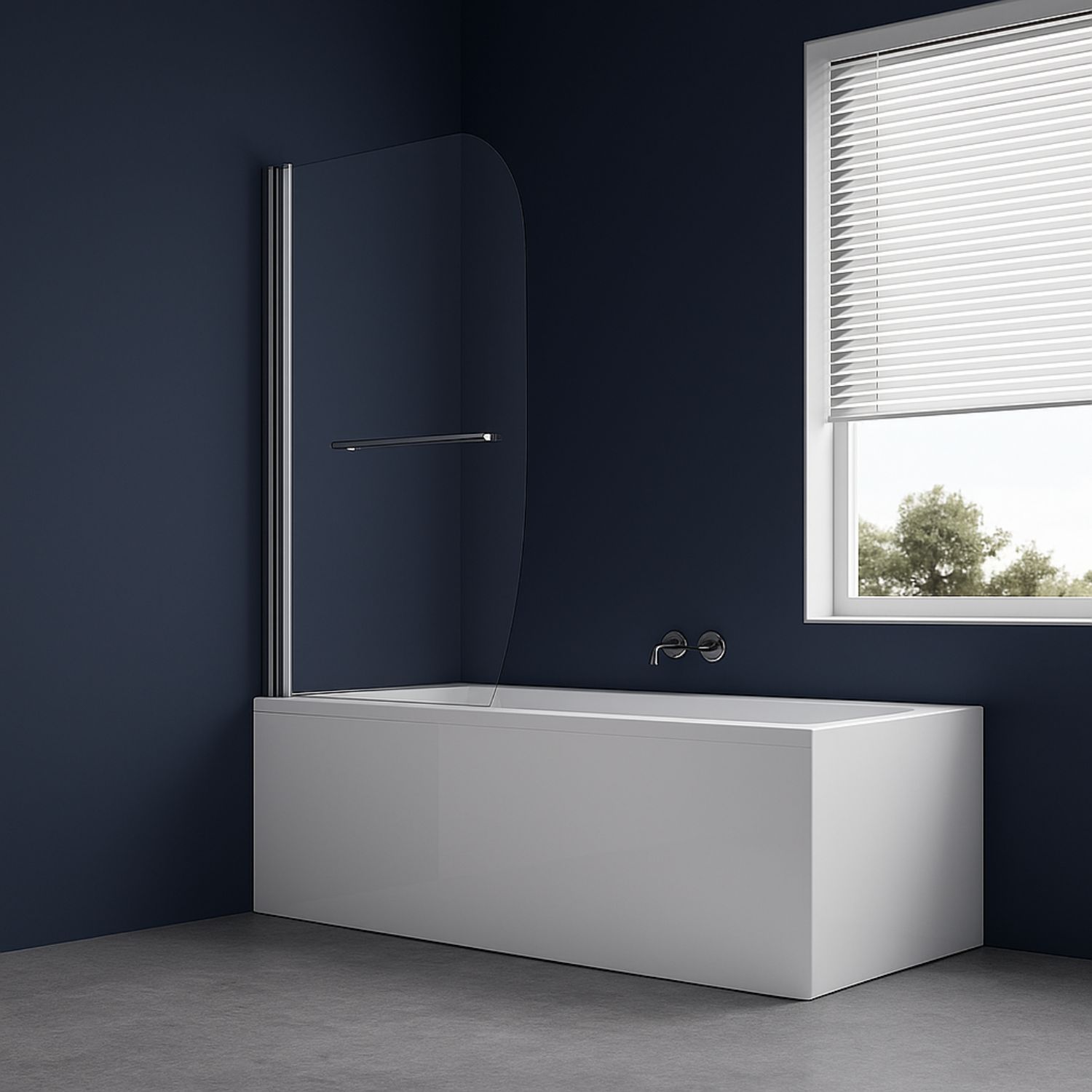 foto del prodotto parete sopra vasca anta singola vetro temperato 140x90cm orientabile 180 gradi *** tipo di cristallo trasparente, con...