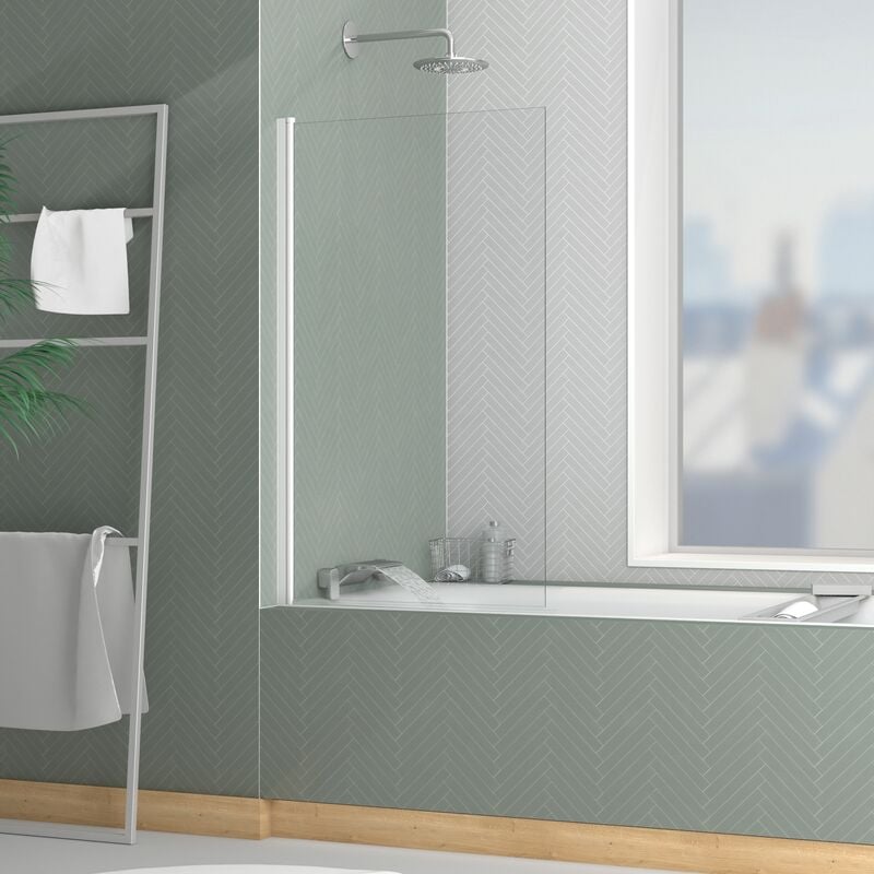 foto del prodotto parete vasca ribaltabile 70x120cm profilo finitura bianco opaco vetro temperato 4mm elementary