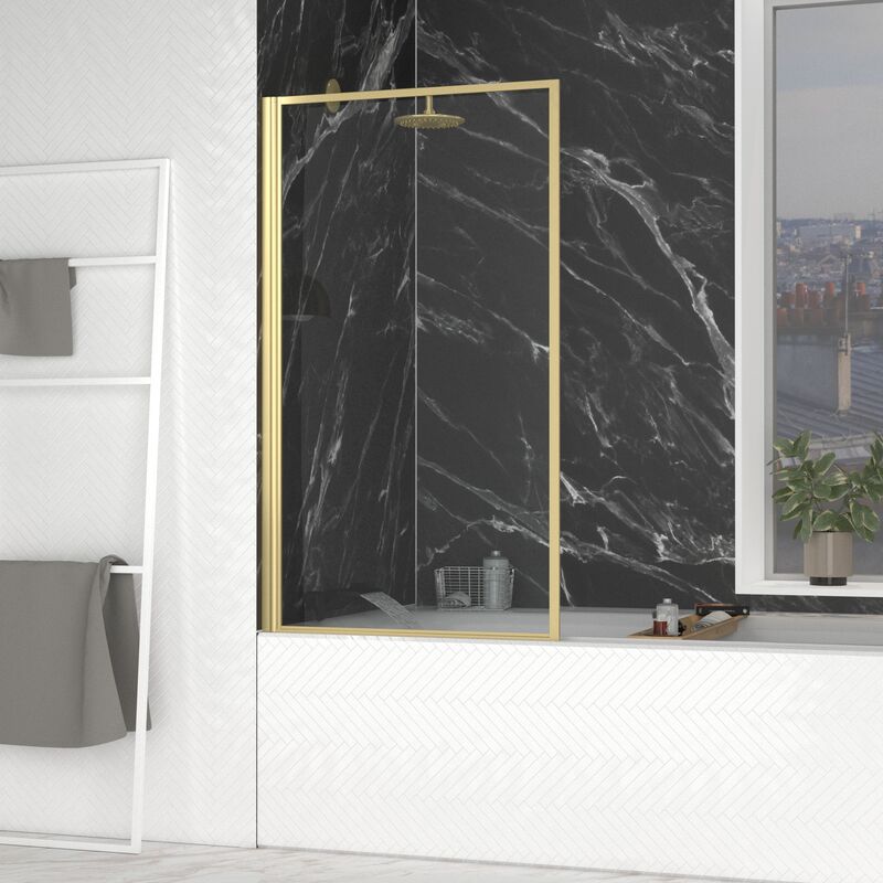 foto del prodotto parete vasca ribaltabile 80x140cm finiture oro spazzolato goldy contouring screen