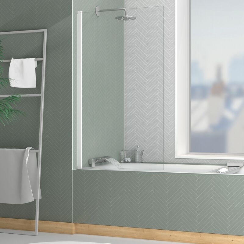 foto del prodotto parete vasca ribaltabile 80x140cm profilo finitura bianco opaco vetro temperato 4mm elementary